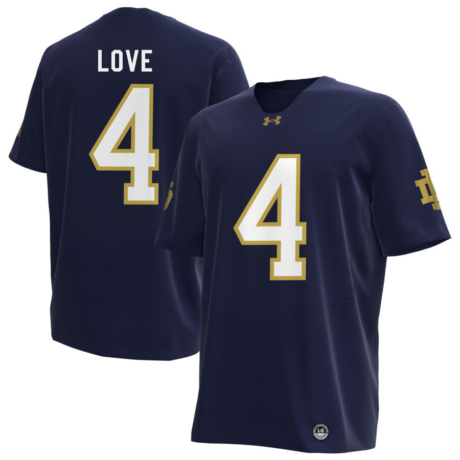 Jeremiyah Love Notre Dame Jerseys, UND Fighting Irish College Football Apparels Stitched-Navy